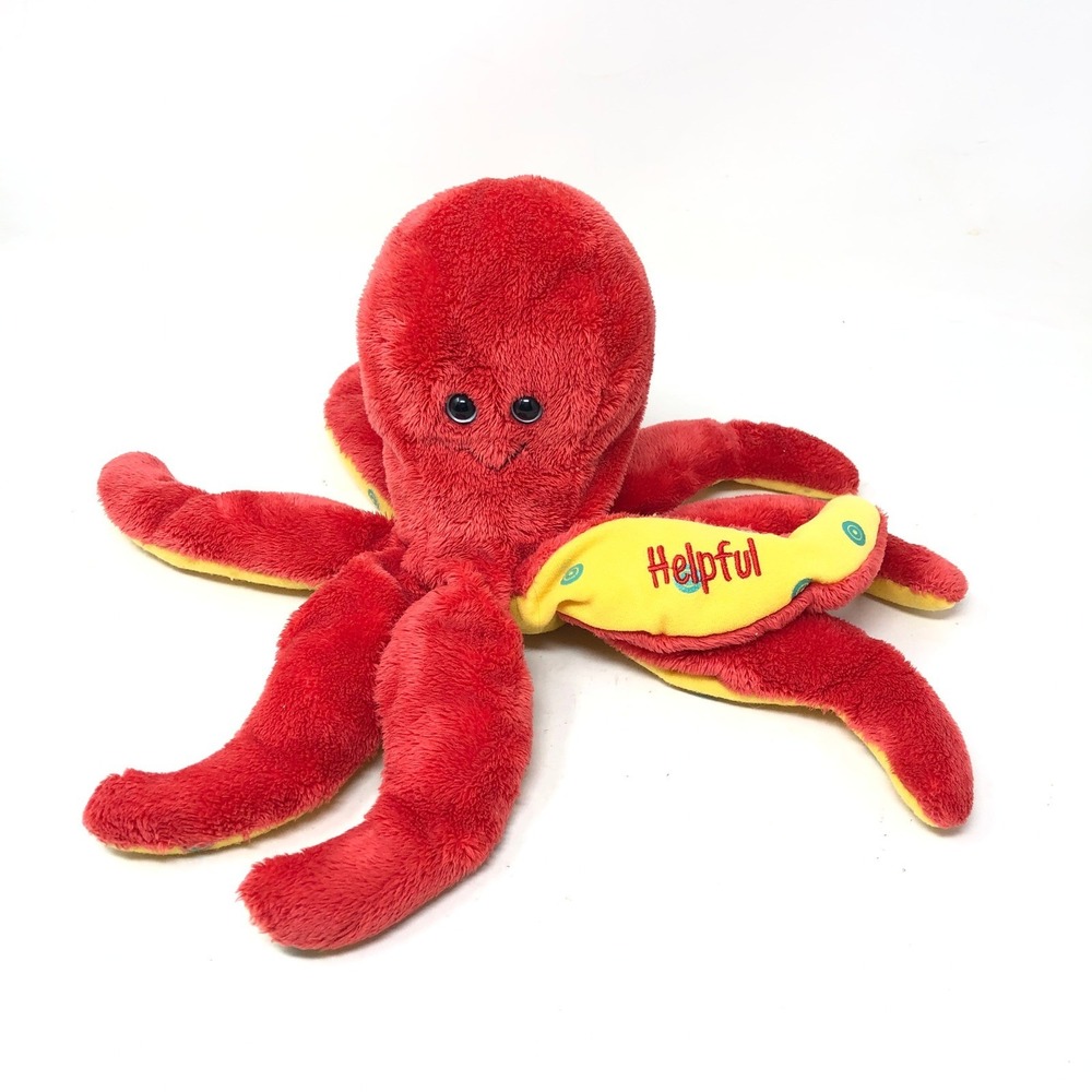 Kohls Cares Helpful Octopus Plush Red Yellow Polka Dot Sea Creature
